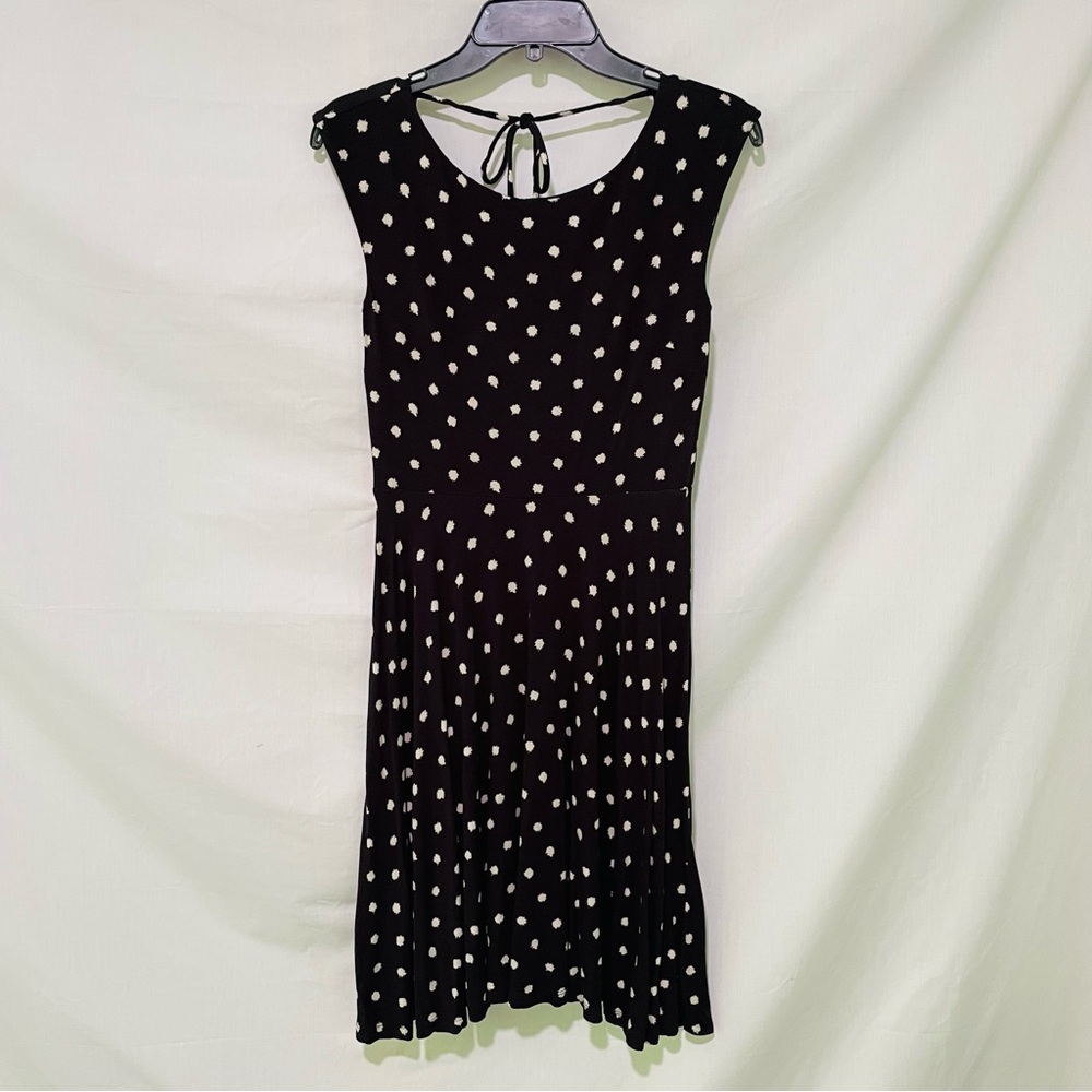 LOFT Black and White Polka Dot Midi Dress Size XS